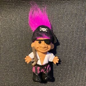Vintage Russ Pirate Troll Doll Magenta Hair